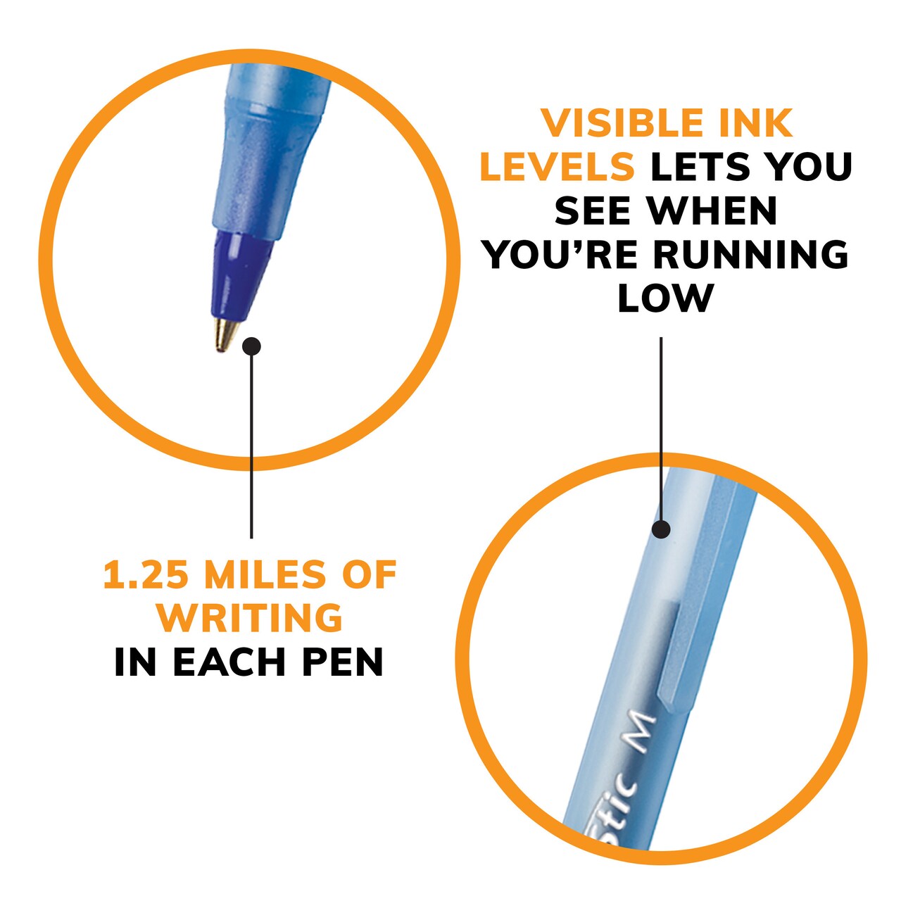 BIC Round Stic Xtra Life Blue Ballpoint Pens, Medium Point (1.0mm), 500-Count Pack of Bulk Pens, Flexible Round Barrel for Comfortable Writing, No. 1 Selling Ballpoint Pens